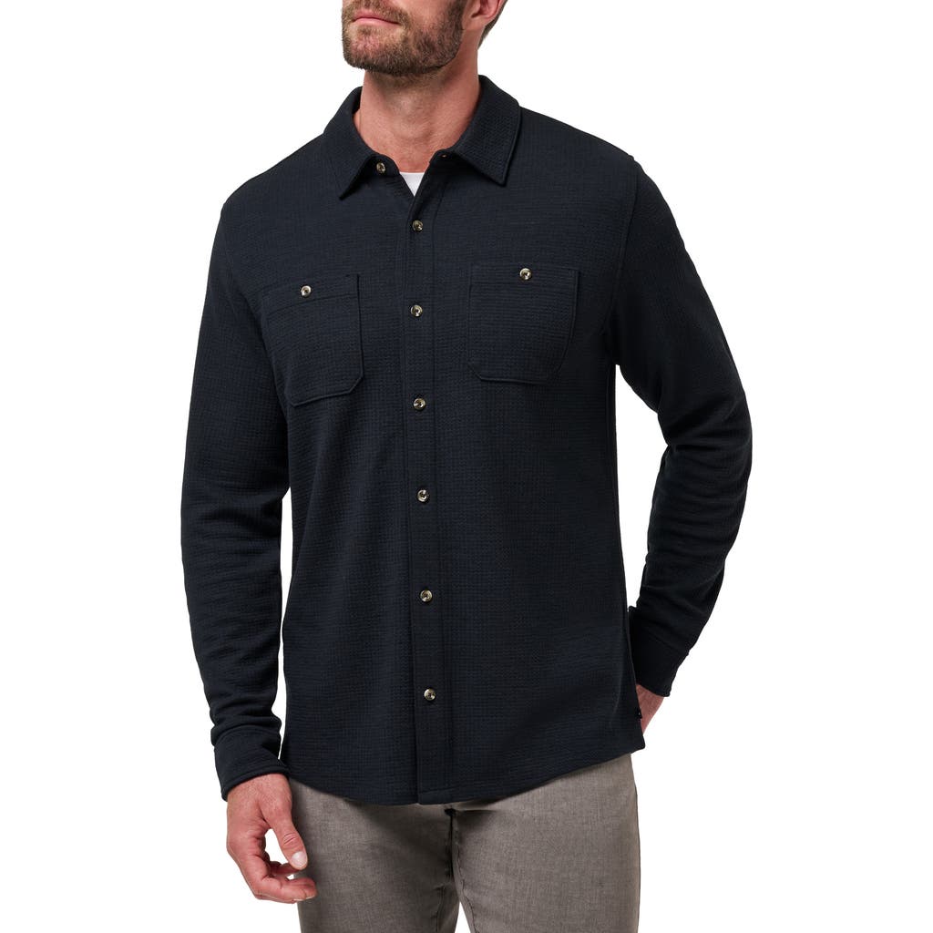 Travismathew Cloud Waffle Knit Button-up Shirt In Black