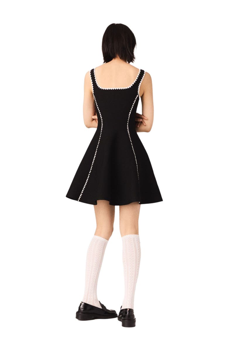 maje Short dress with topstitch details, Alternate, color, Black