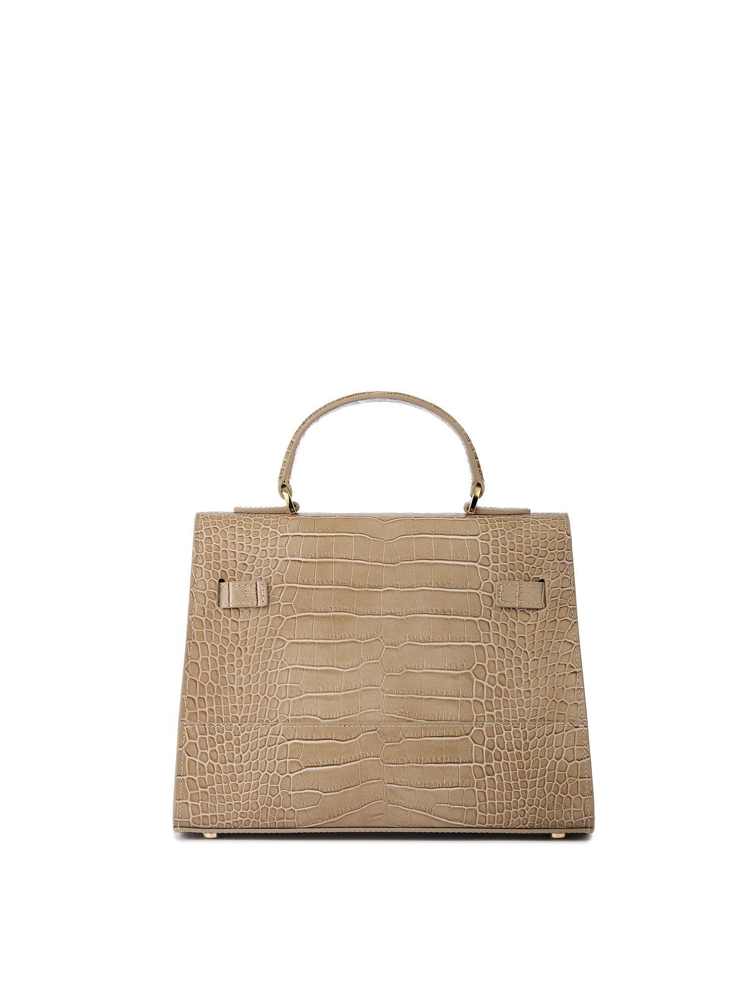 Kim Croco 11" Embossed Leather Top Handle Bag, Alternate, color, Light Beige
