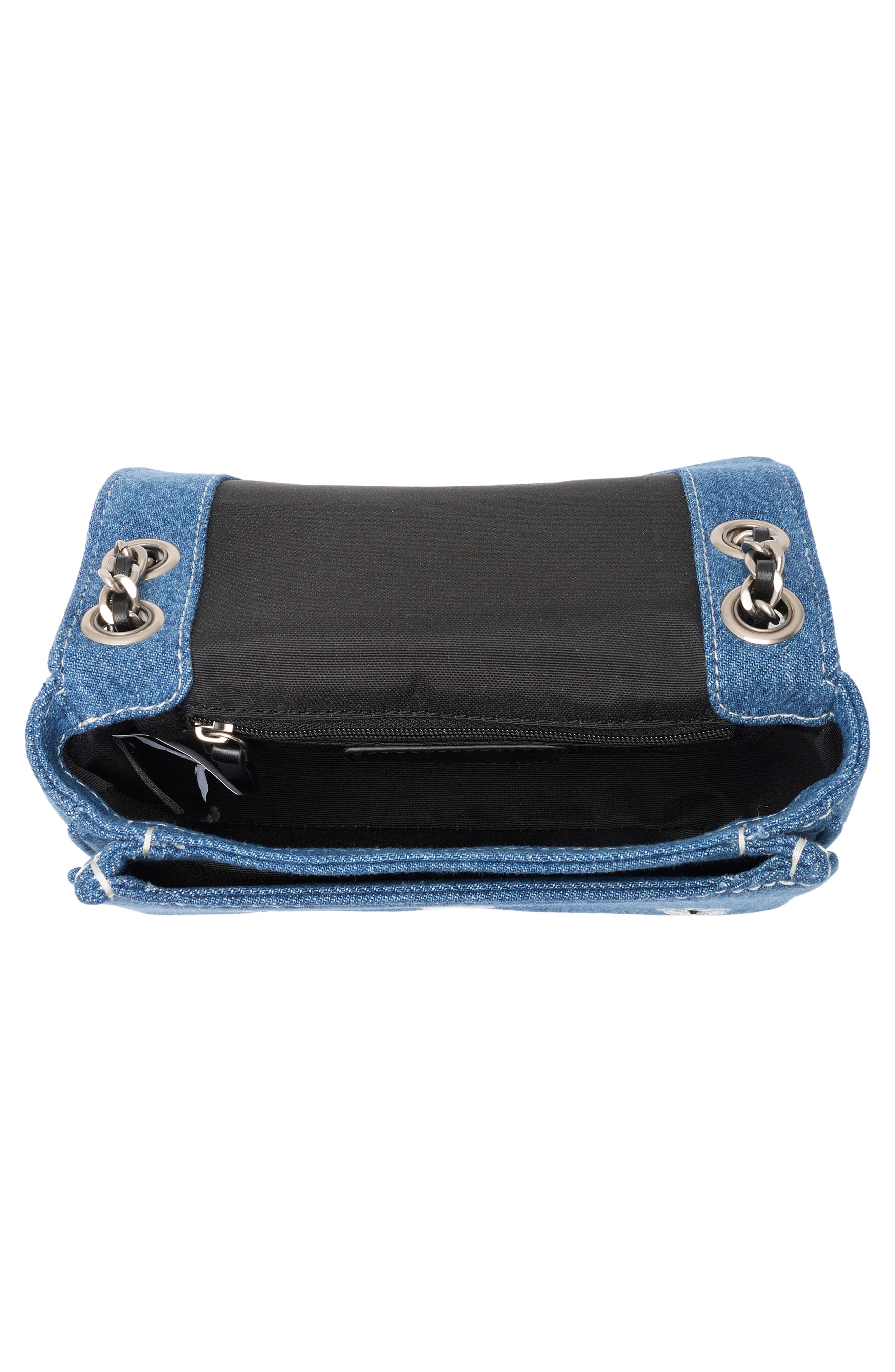 Small Daisy Sequin Denim Shoulder Bag, Alternate, color, MEDIUM DENIM