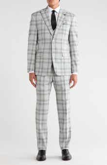 Plaid 3-Piece Peak Lapel Suit