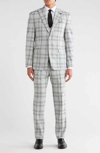 Plaid 3-Piece Peak Lapel Suit