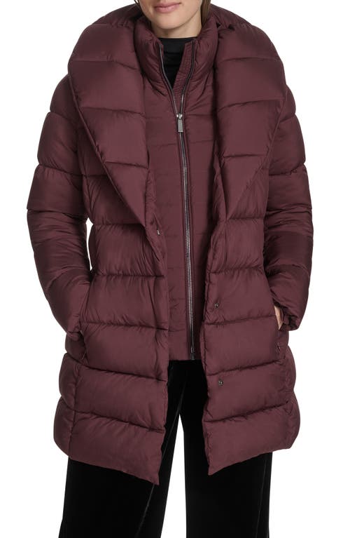 Kenneth Cole New York Water Resistant Pillow Collar Puffer Coat In Brown