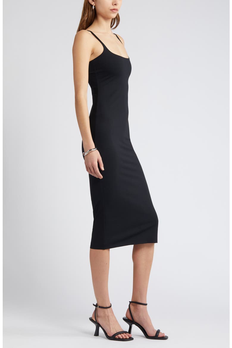 Smooth Edit Strappy Midi Slipdress, Alternate, color, BLACK