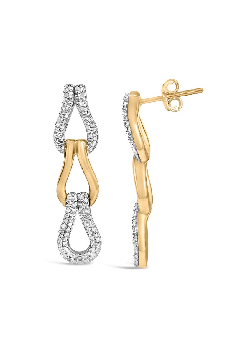 Gold Vermeil 1/10 Cttw Diamond Bold Knot Link Earring, Alternate, color, Silver
