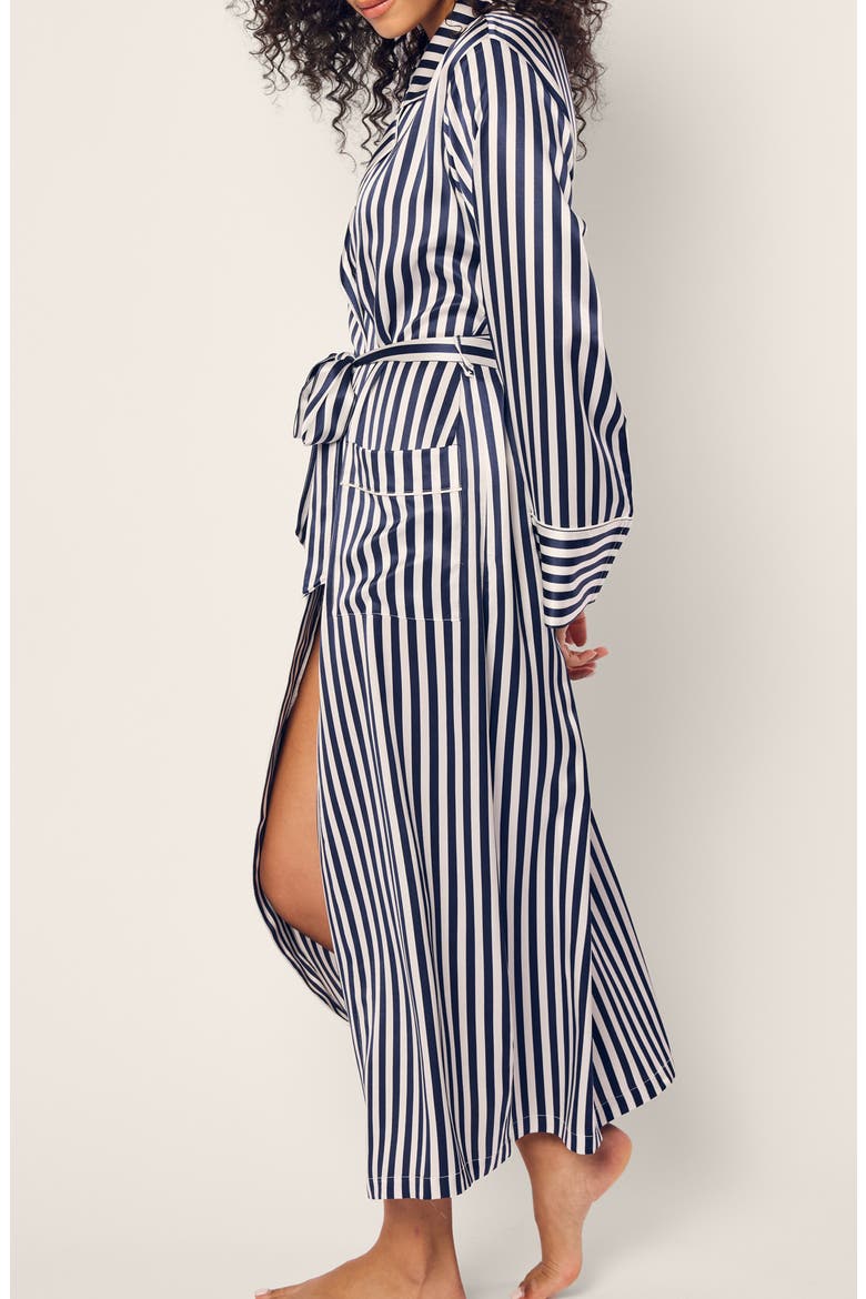 Bengal Stripe Silk Robe, Alternate, color, NAVY