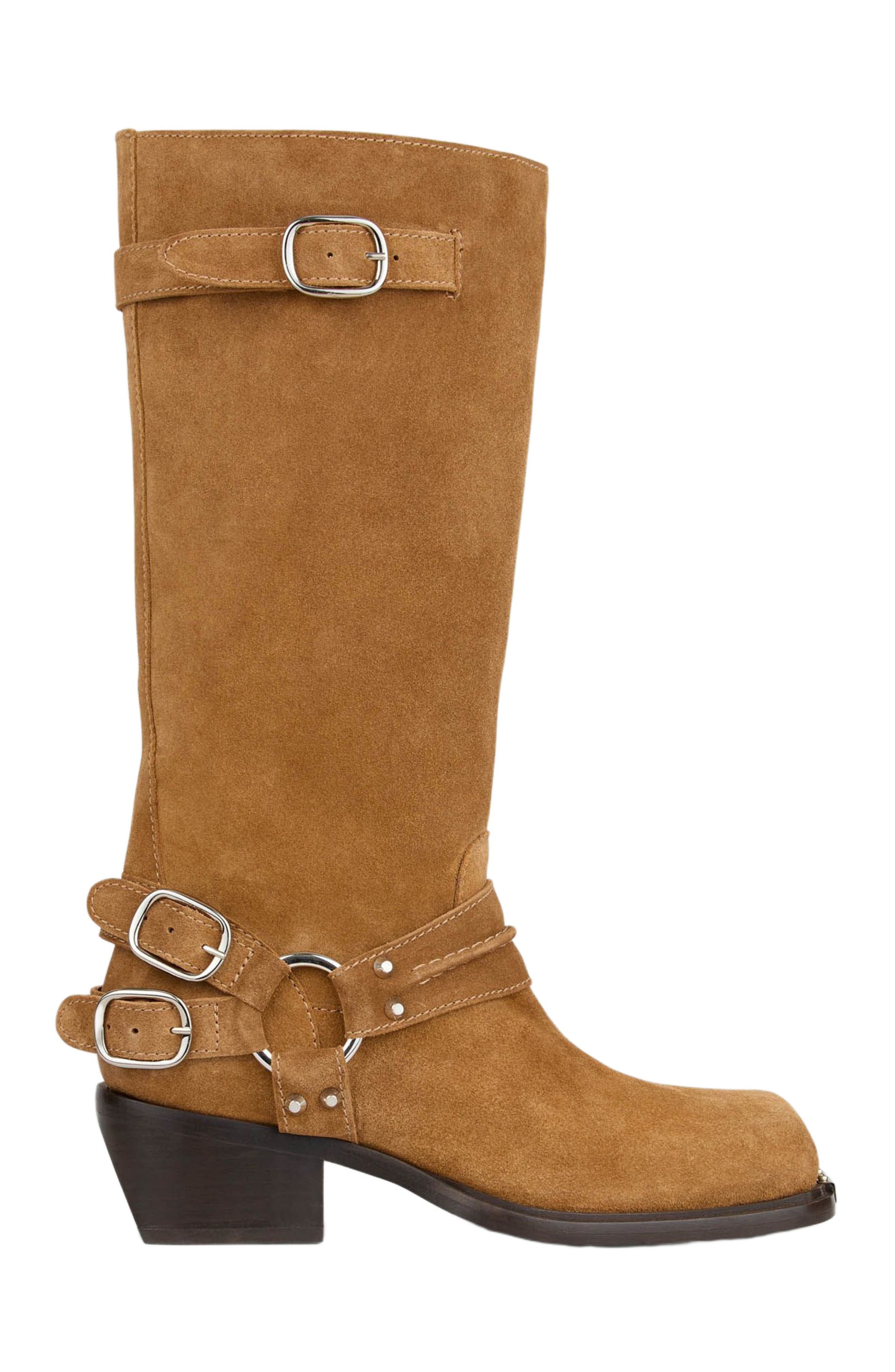 SANDRO Leather buckle boots, Main, color, 
