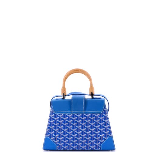 Pre-owned Goyard Goyard Saigon Top Handle Bag Coated Canvas With Leather Pm In Blue