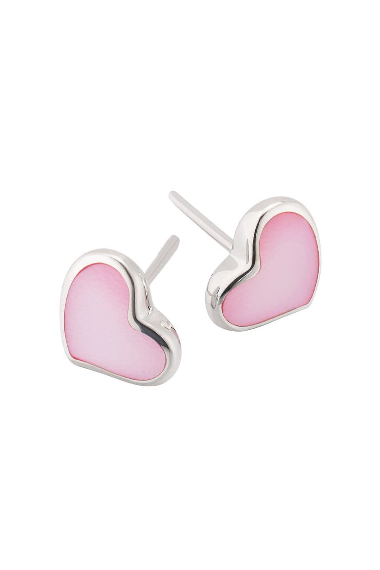 Heart Stud Earring Set In Sterling Silver, Main, color, Pink
