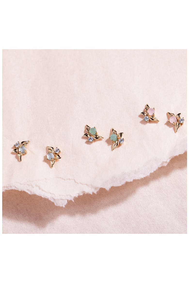 Lumi Flora Stud Earrings, Alternate, color, GOLD VERMEIL/ CLEAR