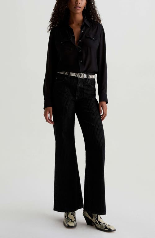 Ag Saige Stripe Wide Leg Jeans In Black