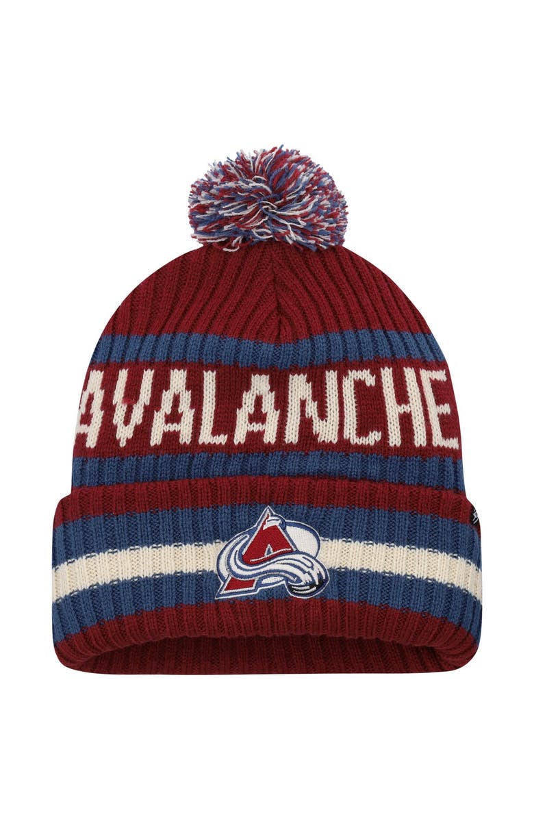 '47 Men's '47 Burgundy Colorado Avalanche Bering Cuffed Knit Hat with Pom, Main, color,