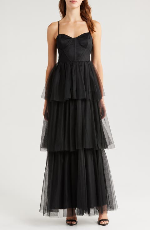 Bustier Tiered Tulle Gown