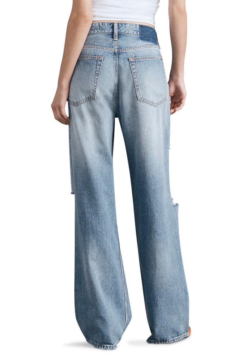 rag & bone Logan Ripped High Waist Wide Leg Jeans, Alternate, color, Vandam