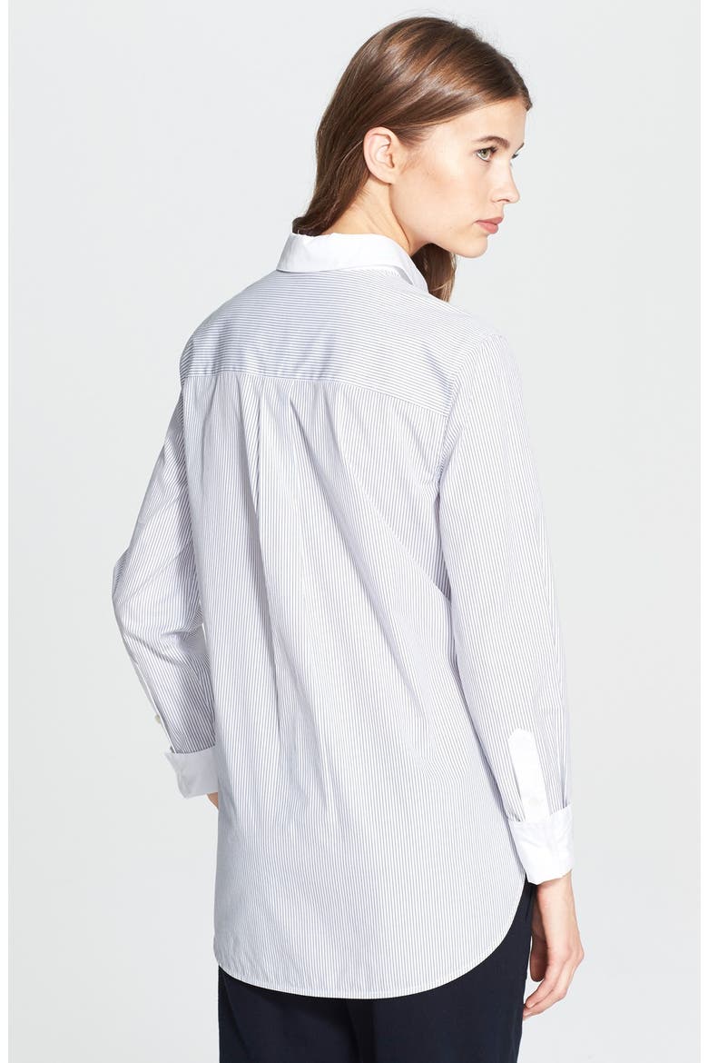 Mixed Shirting Button Up Blouse, Alternate, color, BLUE STRIPE/ WHITE