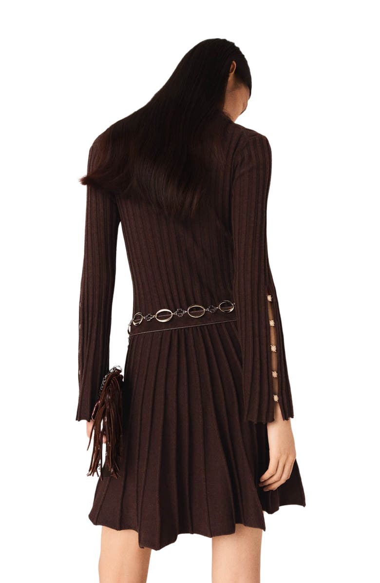 maje High-neck mini skater dress, Alternate, color, Dark Brown