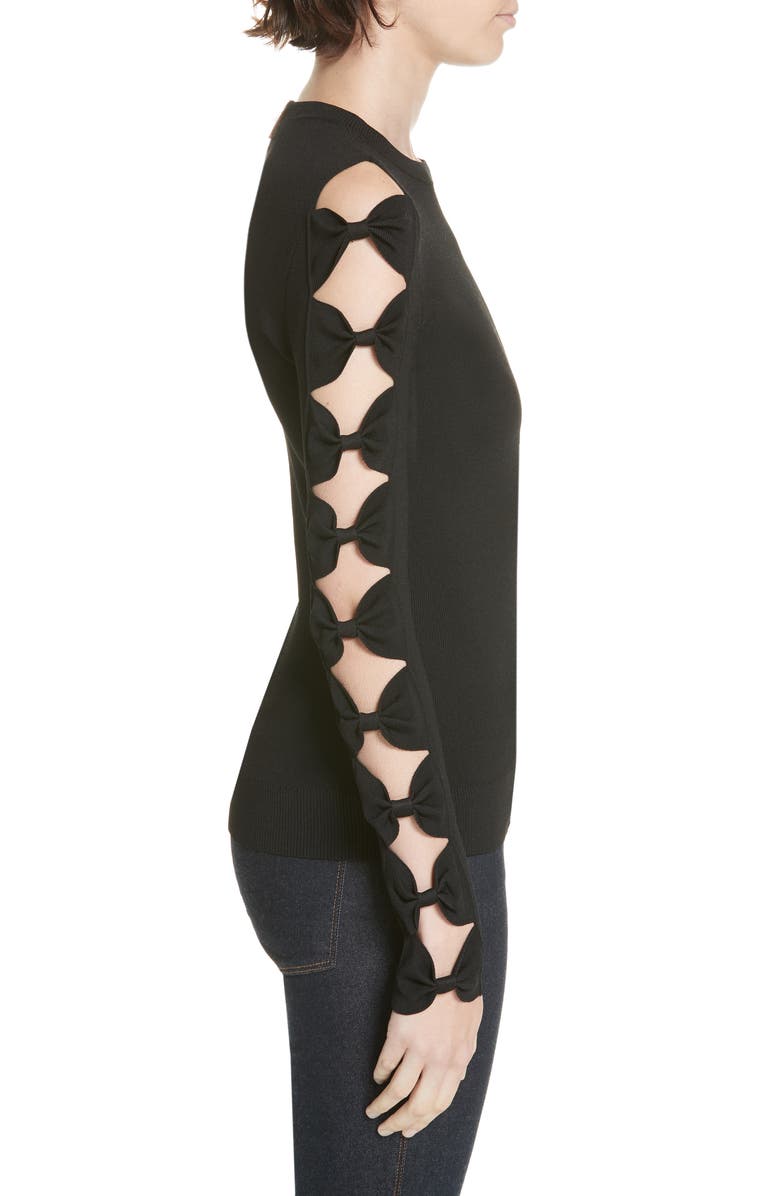 Ted Baker London Yonoh Cutout Sleeve Sweater, Alternate, color, Black