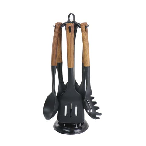 Nylon Cooking Utensils with Wood Design, Set of 7