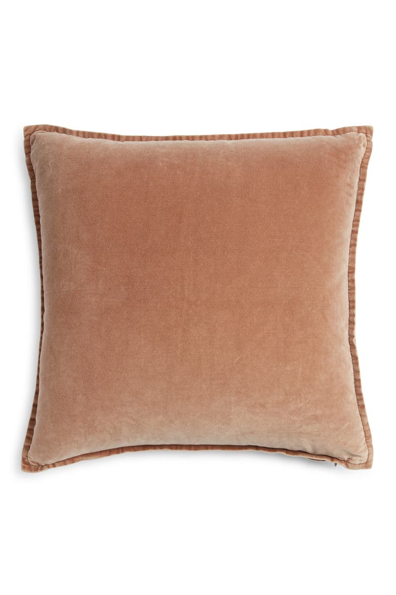 Velveteen Accent Pillow, Main, color, TAN PORTABELLA