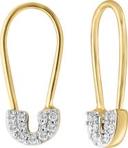 EFFY 14k Gold Plated Diamond Safety Pin Drop Earrings