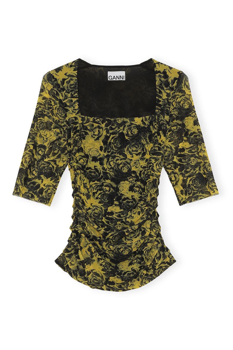 Women's Printed Mesh Blouse, Alternate, color, LEMON