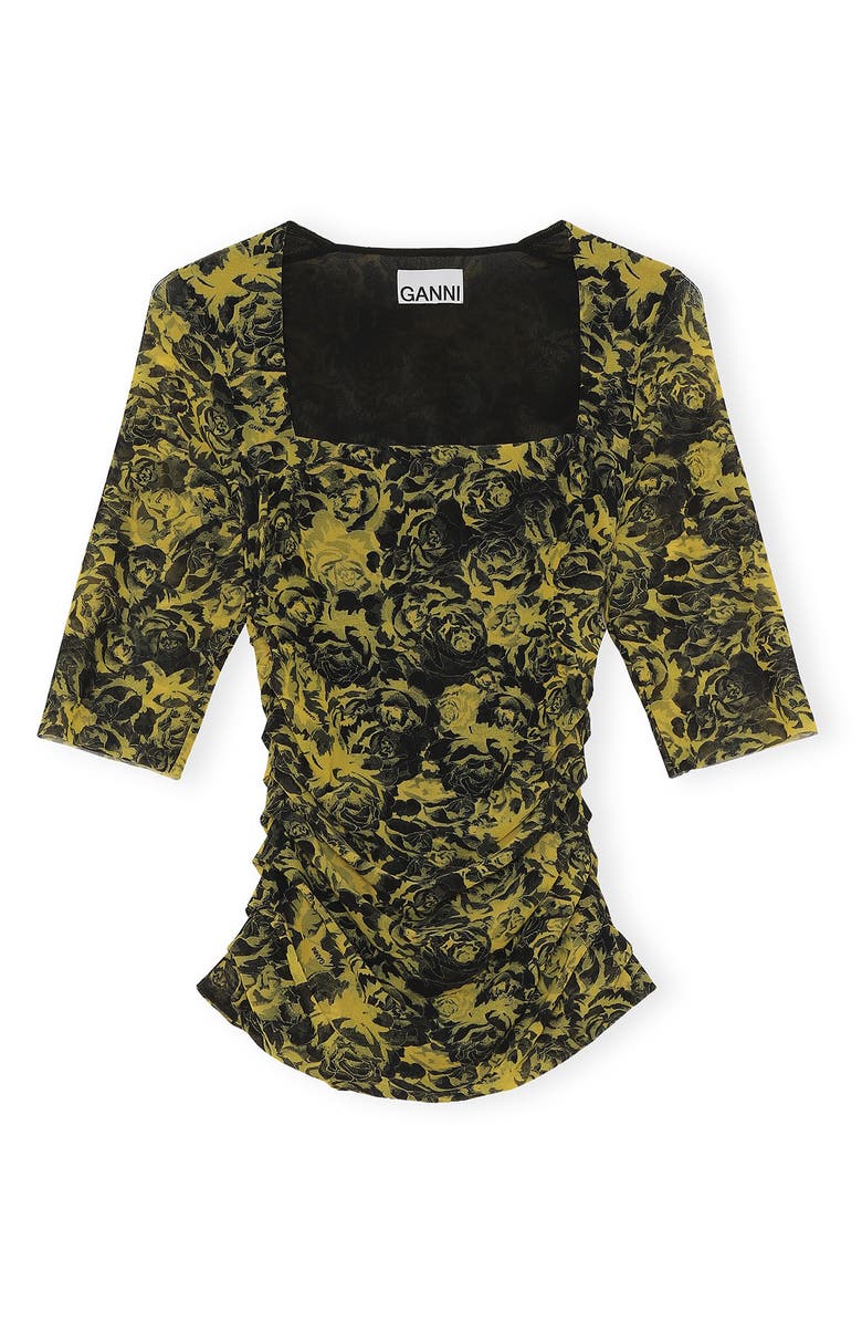 Ganni Women's Printed Mesh Blouse, Alternate, color,