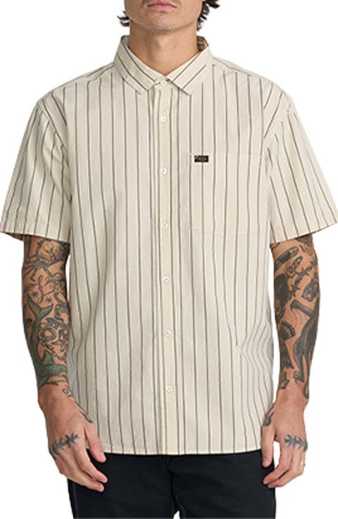Dayshift Workwear Stripe Short Sleeve Button-Up Shirt