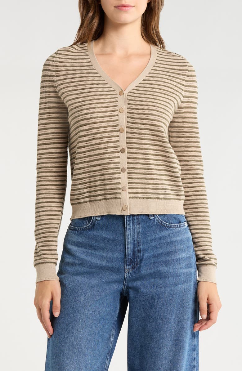 rag & bone Zane Stripe Cardigan, Main, color, Sandstorm