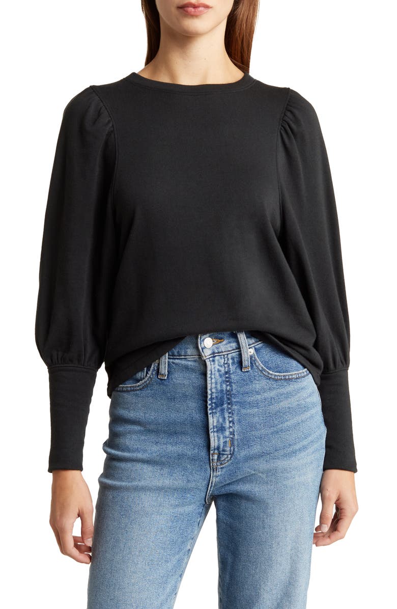 Madewell Puff Sleeve Brushed Jersey Top, Main, color,