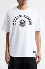 Dolce&Gabbana Logo Crest Embroidered Cotton T-Shirt