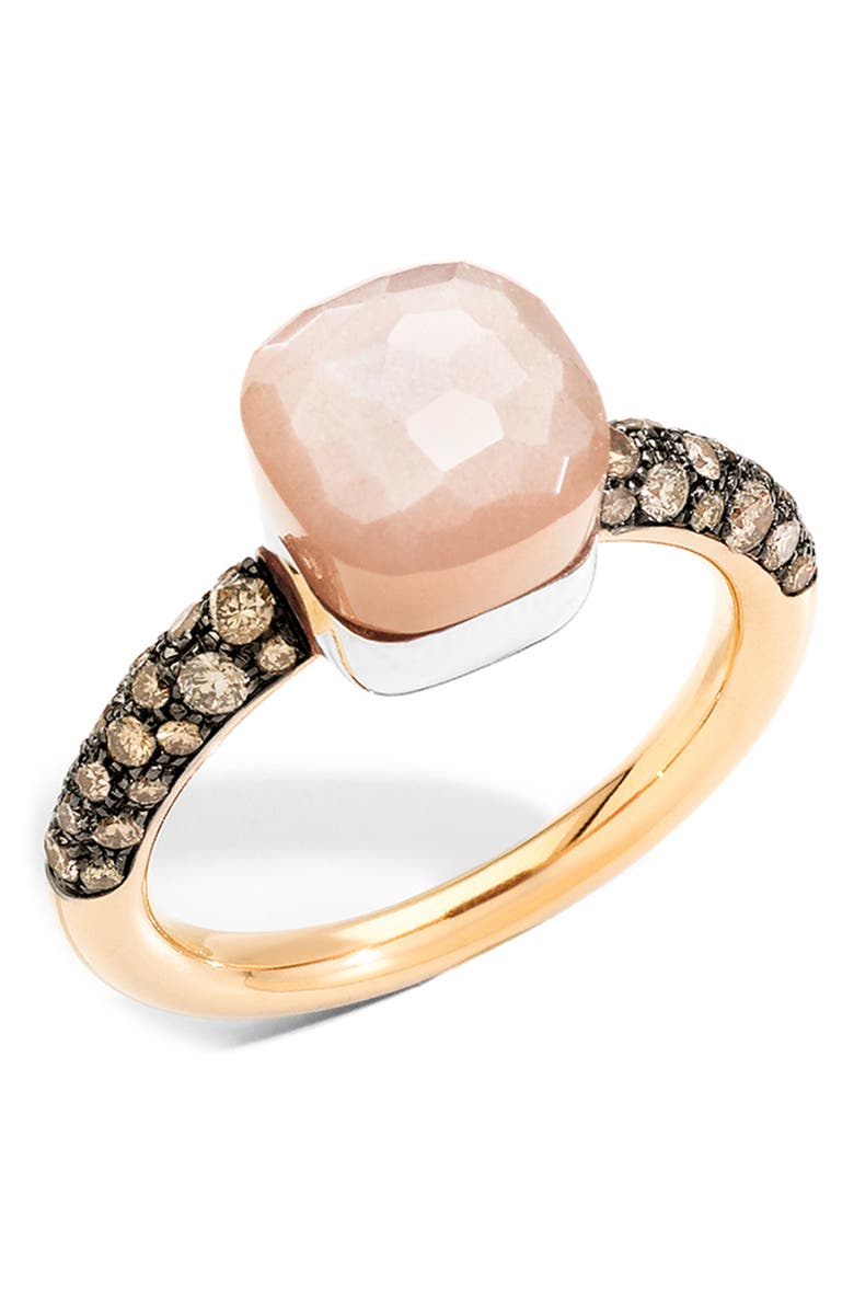 Pomellato Nudo Petit Moonstone & Diamond Ring, Main, color,