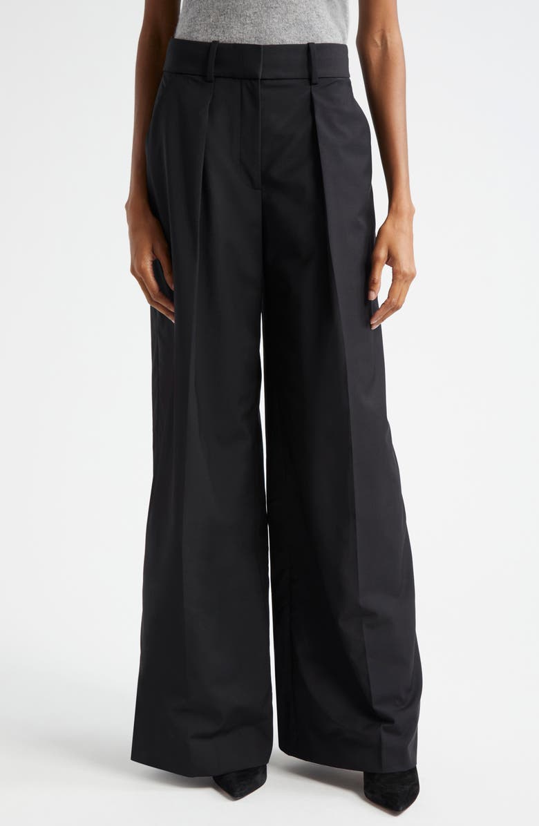 Veronica Beard Sonia Wool Blend Wide Leg Pants, Main, color, Black