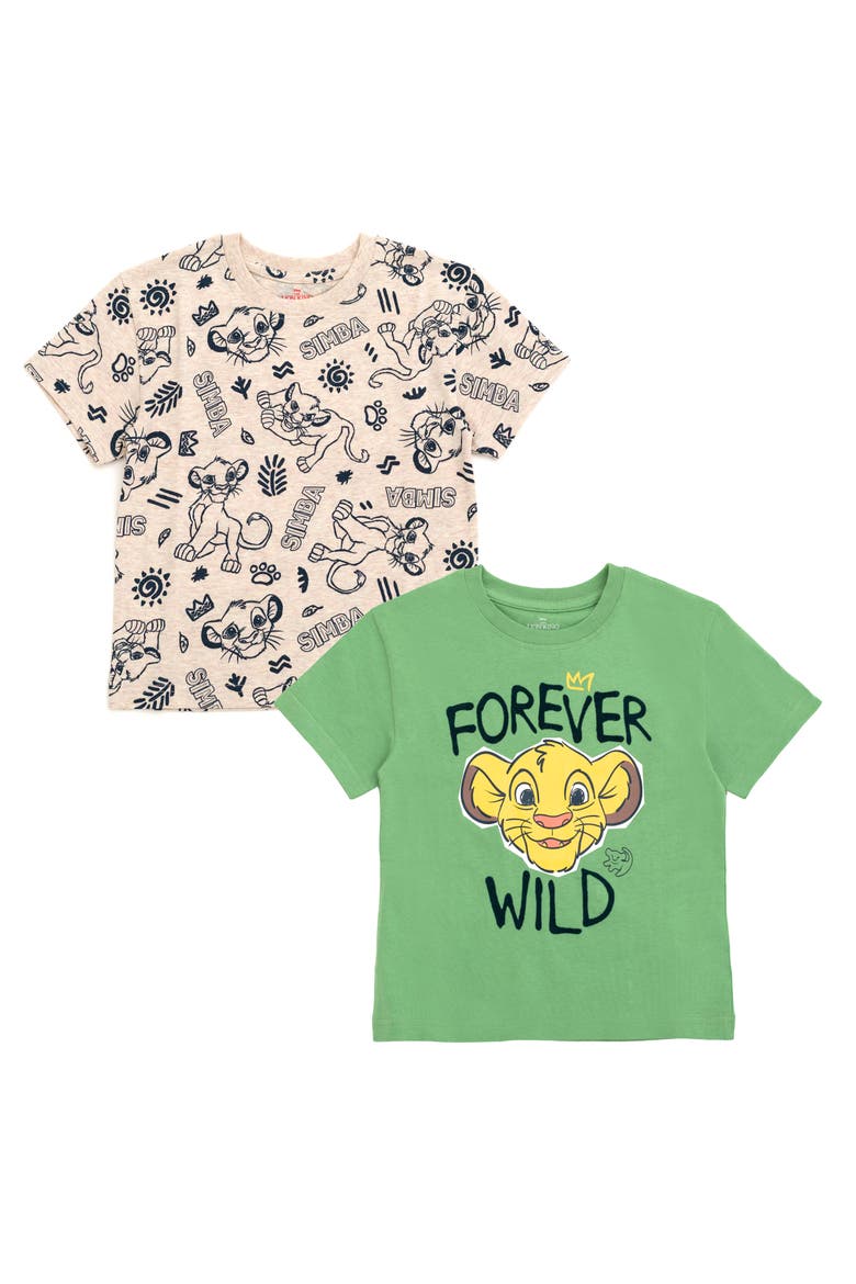 Lion King Simba 2-Piece Short Sleeve T-Shirt Set, Main, color, Simba Green Oatmeal
