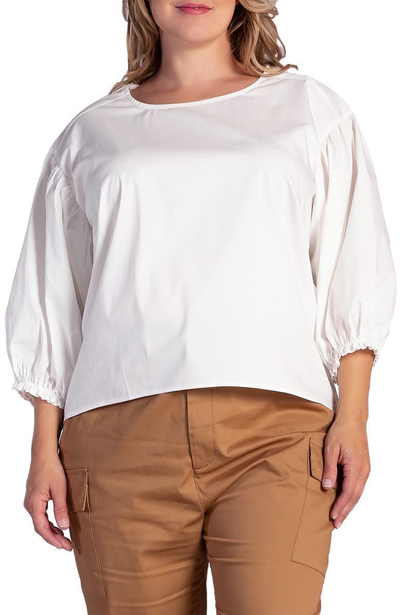 Standards & Practices Saber Balloon Sleeve Blouse, Main, color, Off White