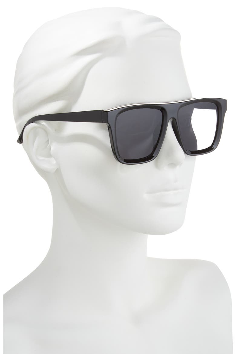 Flat Top Sunglasses, Alternate, color, BLACK