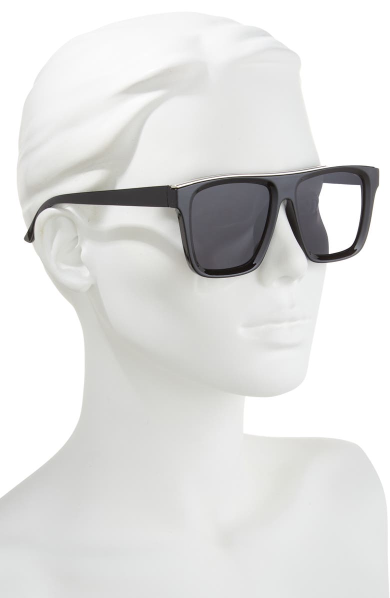Vince Camuto Flat Top Sunglasses, Alternate, color, Black