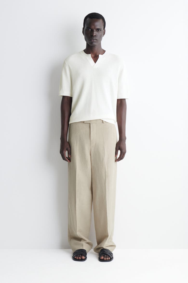 Open-collar Henley T-shirt, Alternate, color, OFF-WHITE