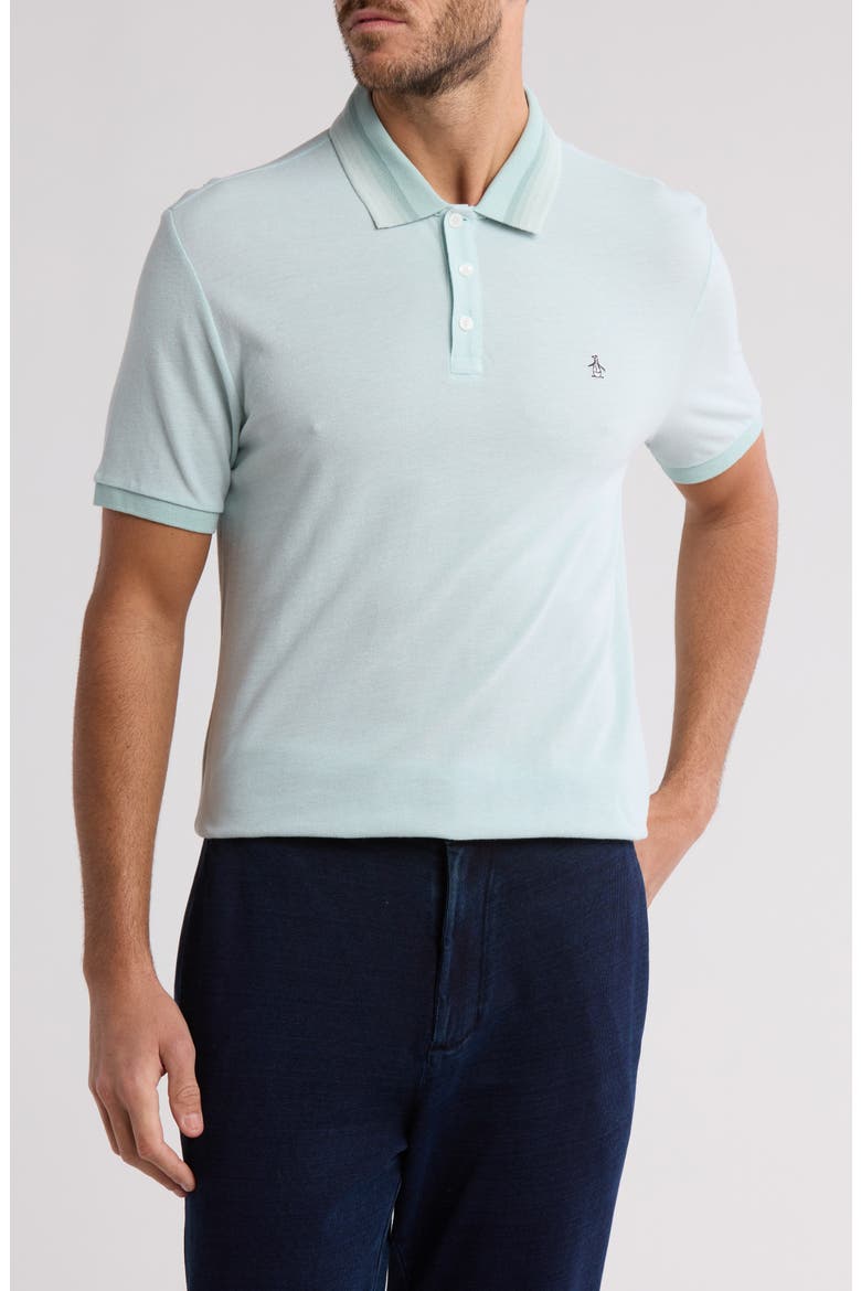 Tipped Cotton Contrast Collar Polo, Main, color, BLUE HAZE