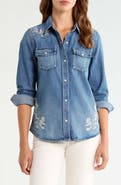 Lucky Brand Embroidered Denim Shirt
