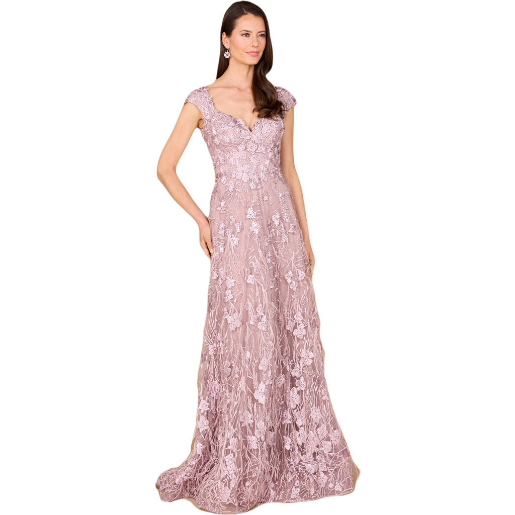 Lara New York Cap Sleeves, A-line Dress With Feathers In Lilac