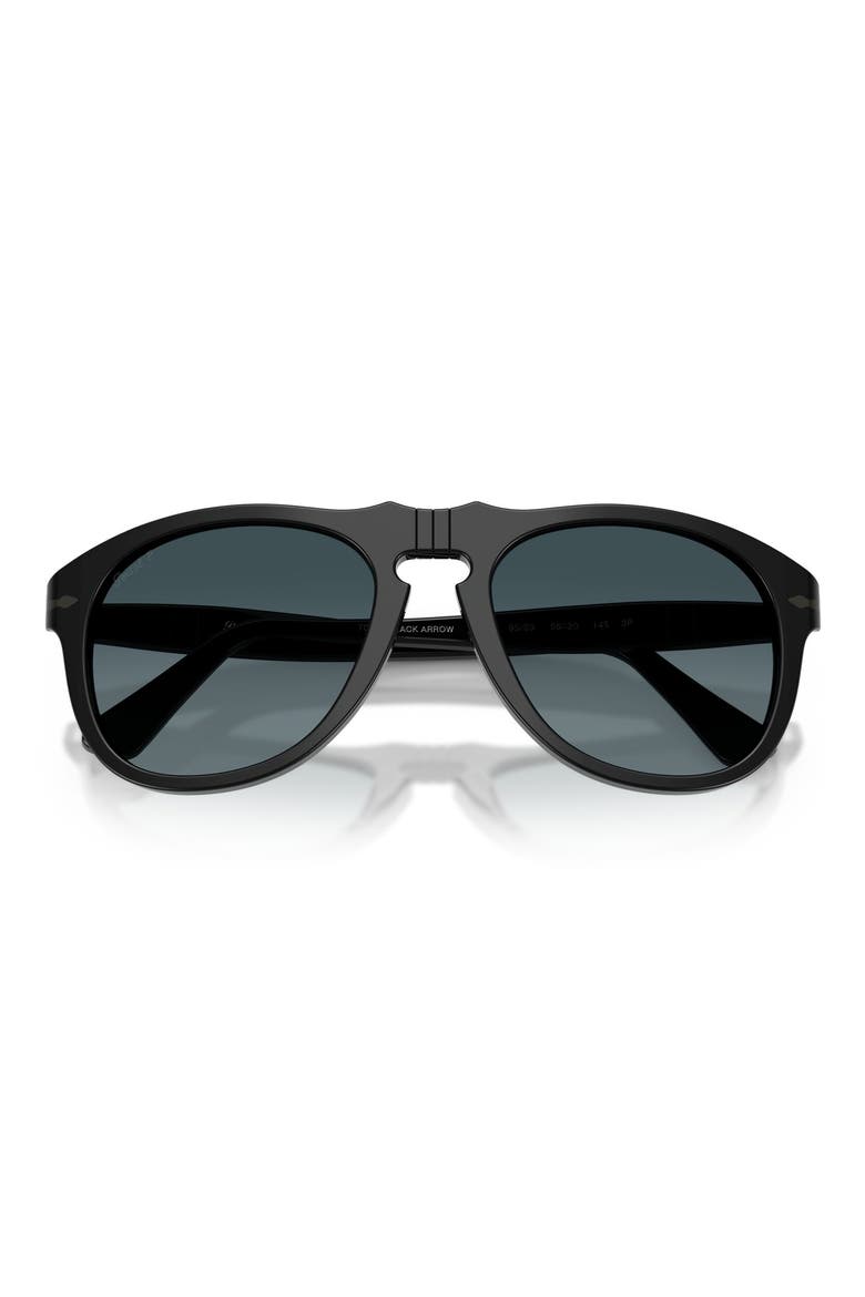 56mm Polarized Pilot Sunglasses, Alternate, color, BLACK / POLAR GRADIENT BLUE
