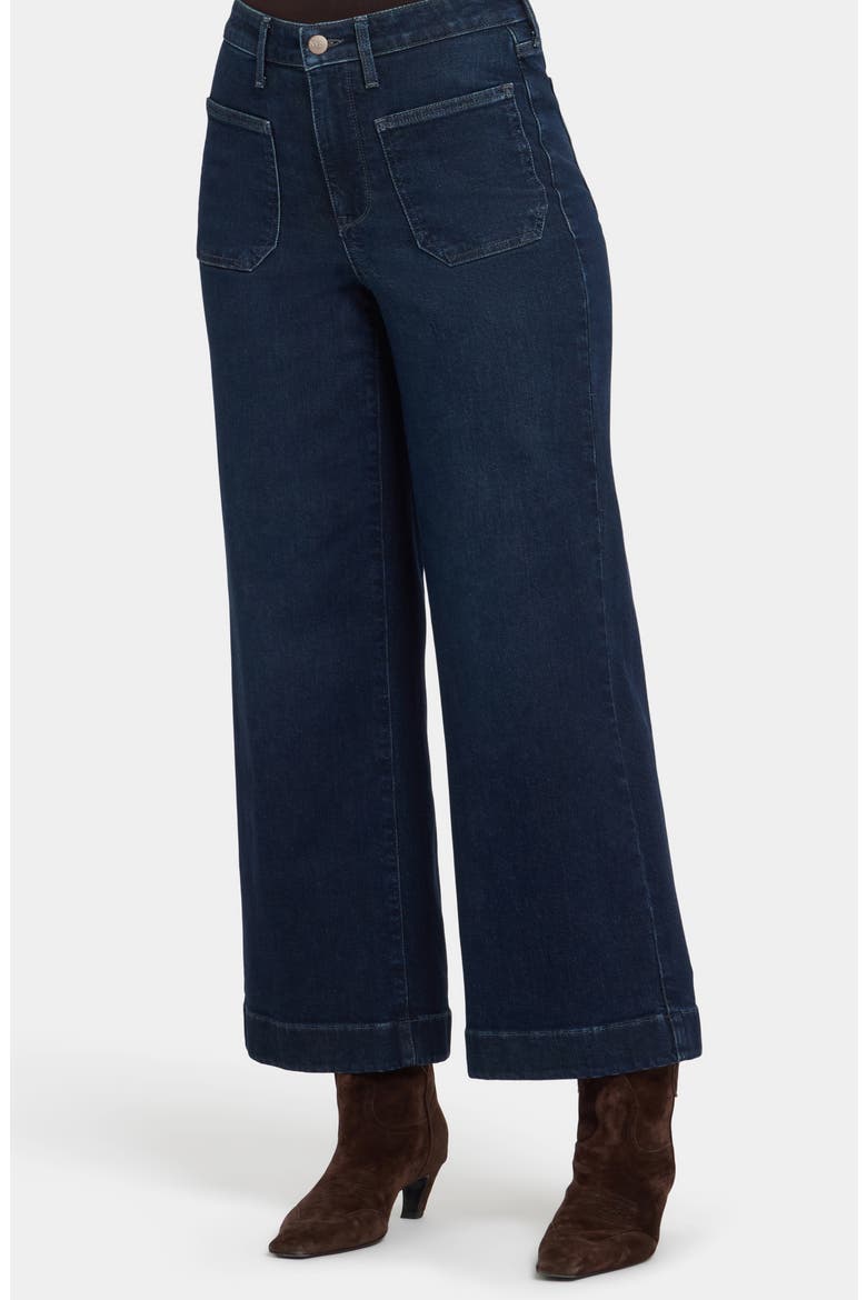Teresa Patch Pocket High Waist Ankle Wide Leg Jeans, Alternate, color, BLACKEN BLUE