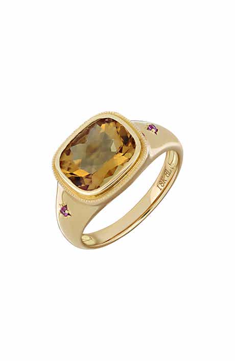 Bony Levy Iris Bezel Set Citrine Signet Ring