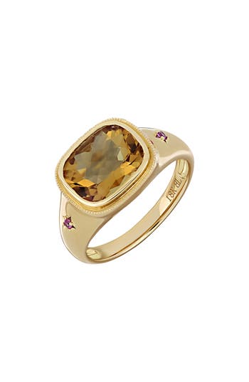 Bony Levy Iris Bezel Set Citrine Signet Ring In Brown