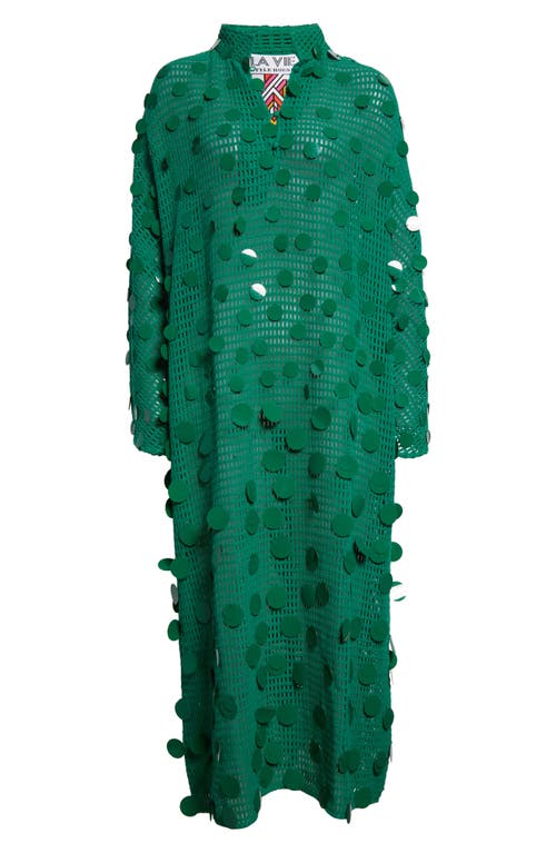 La Vie Style House Net Bangle Cover-up Maxi Caftan In Green
