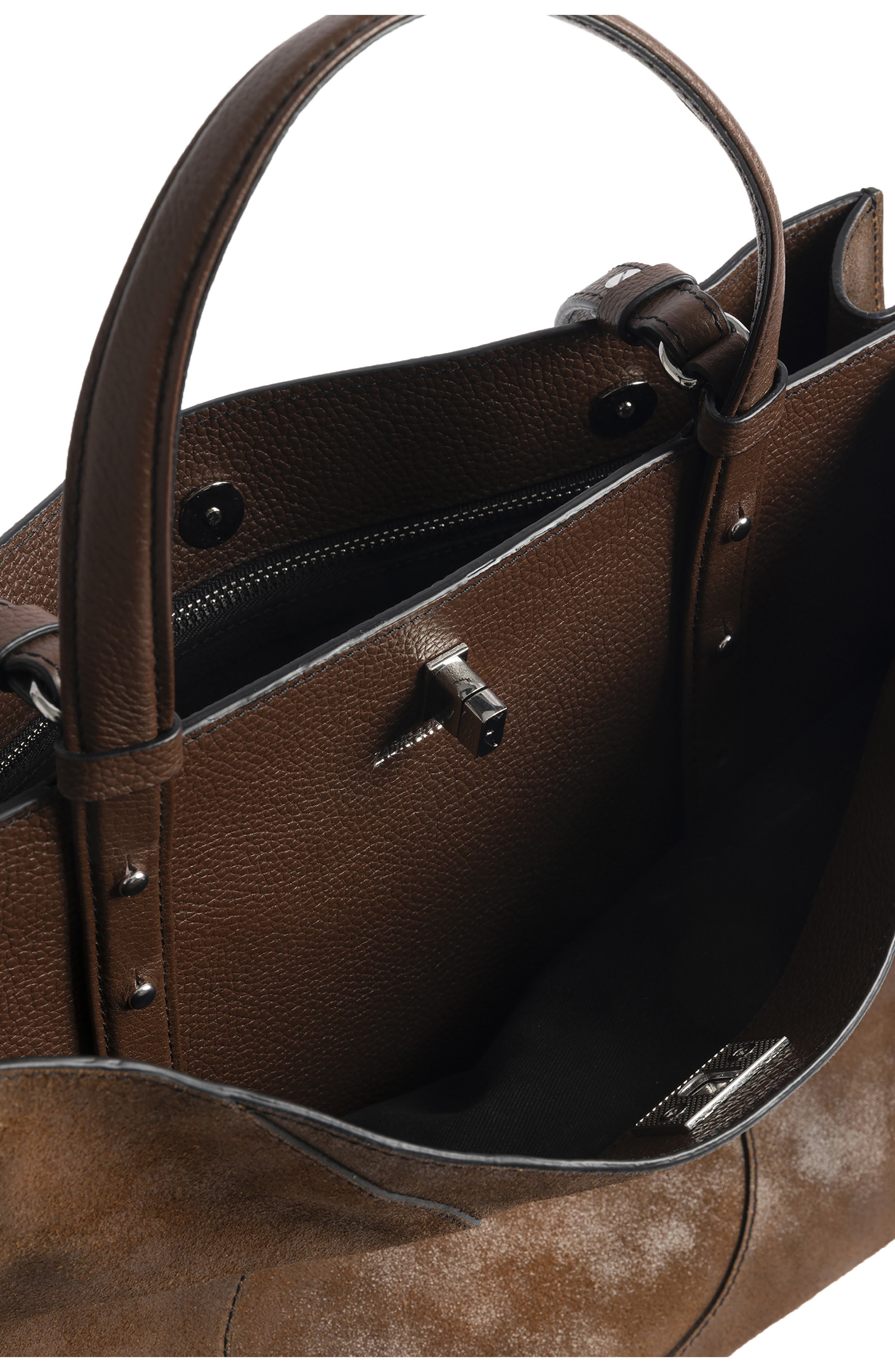 Zadig & Voltaire Jack Suede & Leather Shoulder Bag, Alternate, color, Wood