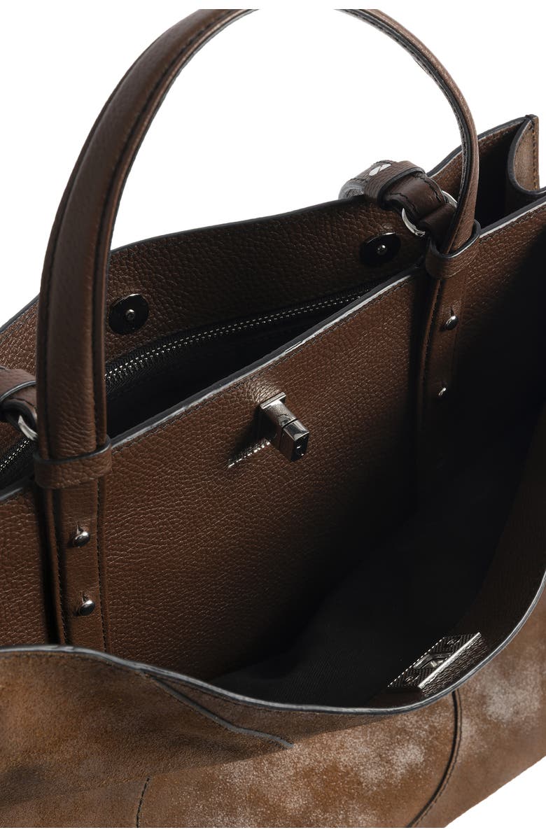 Zadig & Voltaire Jack Suede & Leather Shoulder Bag, Alternate, color, Wood