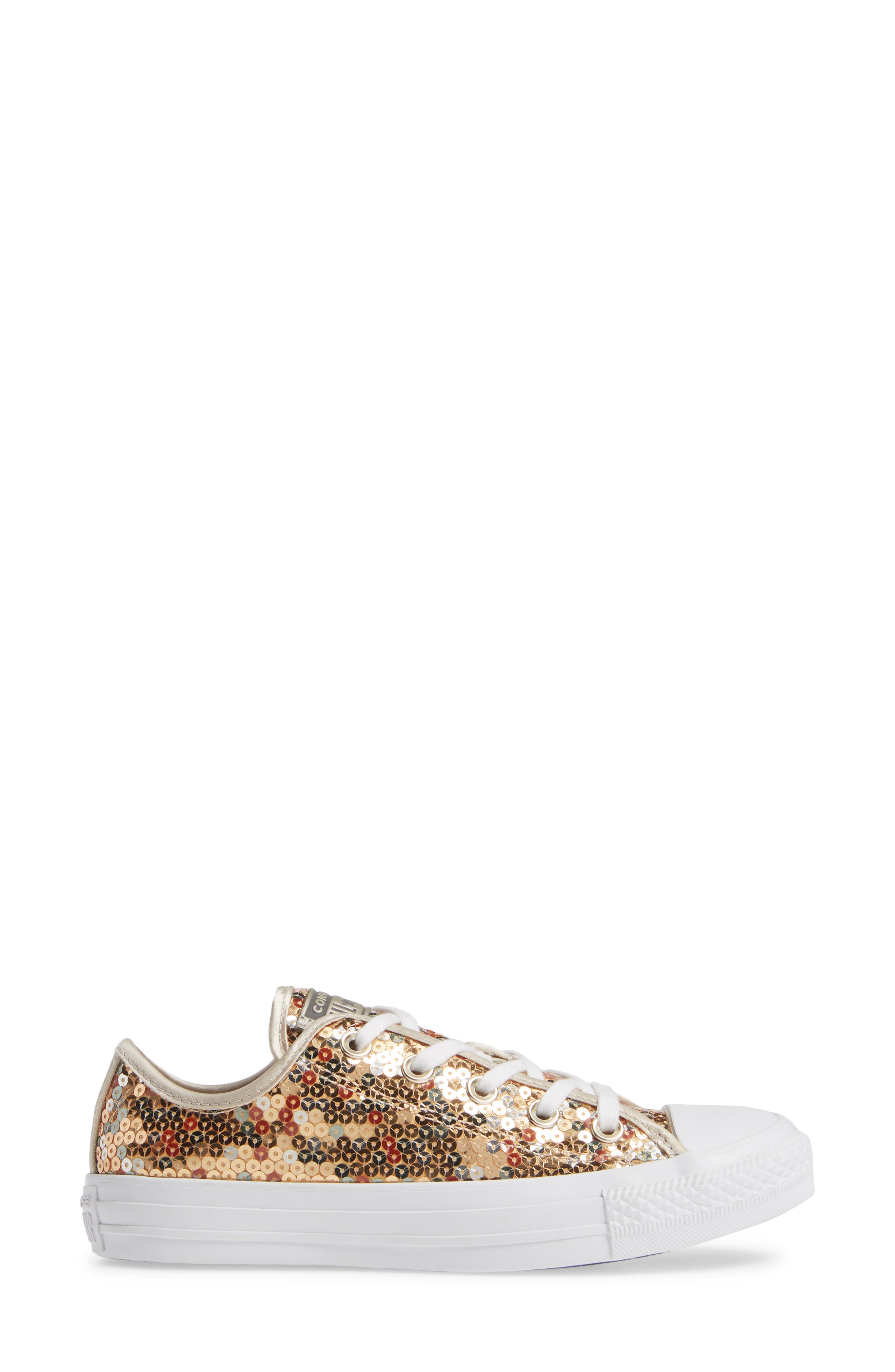 Chuck Taylor® All Star® Sequin Low Top Sneaker, Alternate, color, GOLD SEQUINS