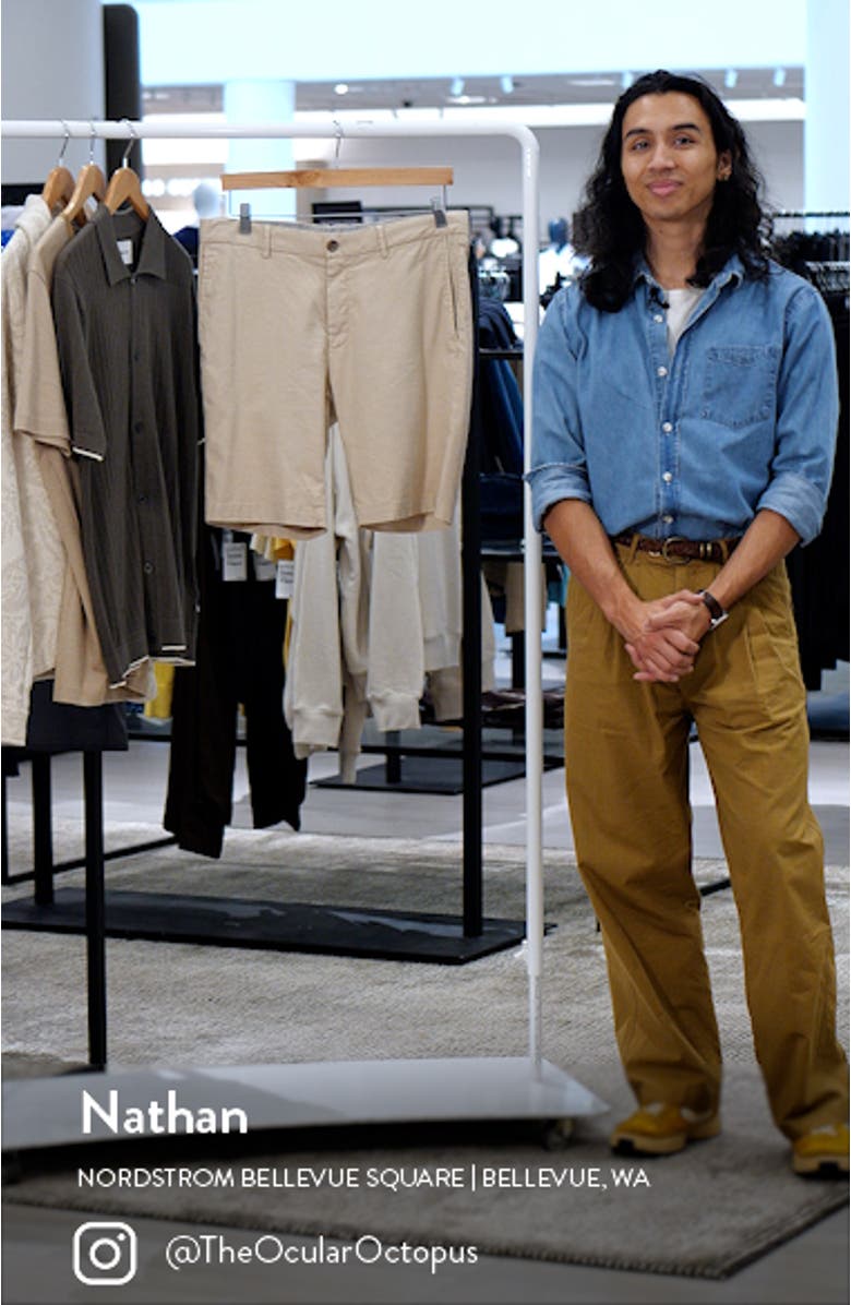 Flat Front Stretch Linen & Cotton Shorts, sales video thumbnail