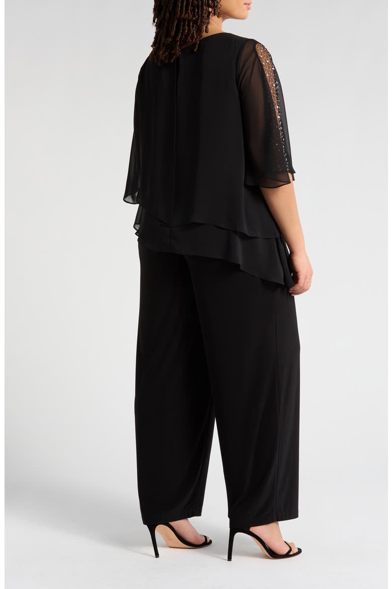 Sequin Detail Tiered Jumpsuit, Alternate, color, BLACK